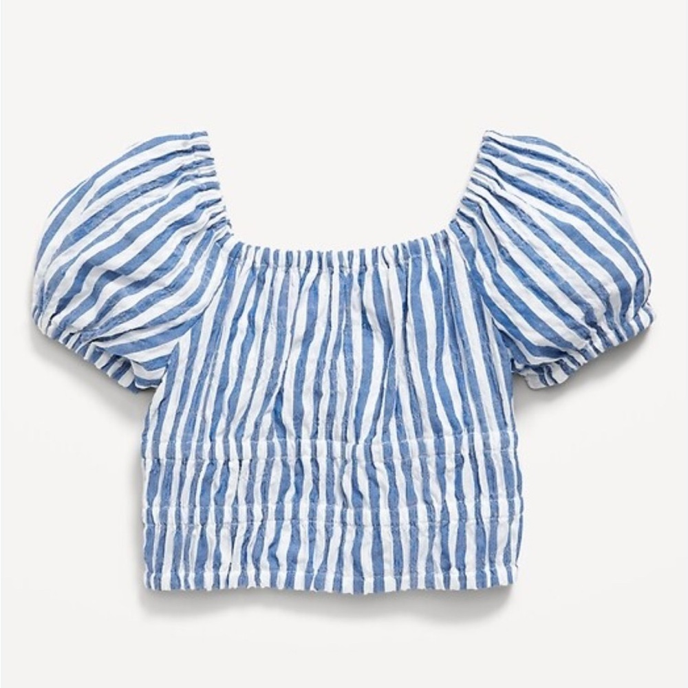 Old Navy Gap Smocked Crop Top Shirt Puff Short Sleeves Girls XL 14/16 - Picture 3 of 16